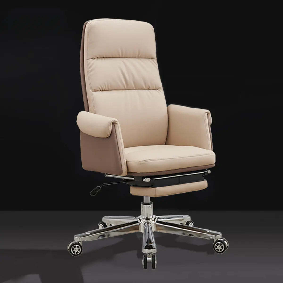 Modish Beige Leather Executive Rotatable Office Chair