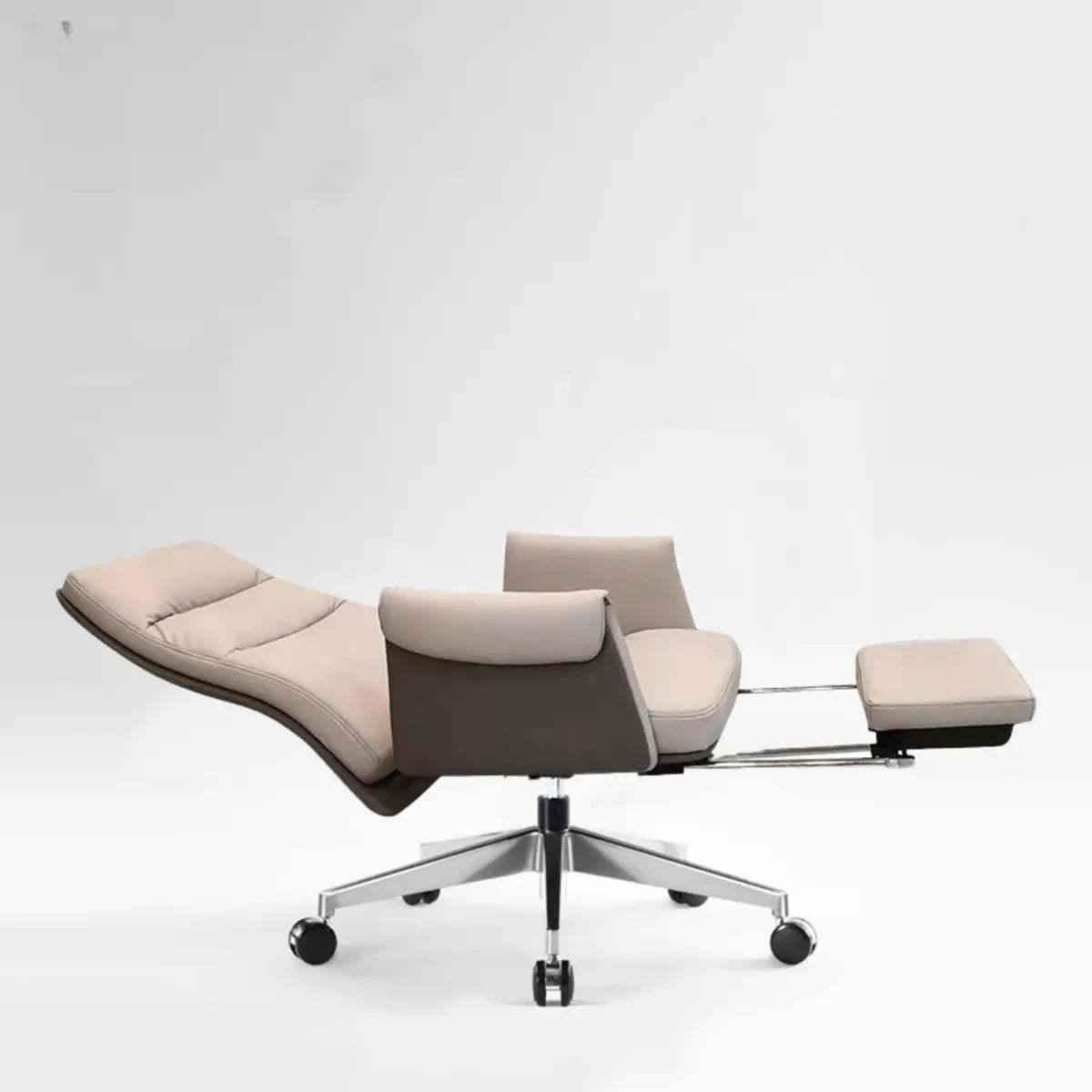 Modish Beige Leather Executive Rotatable Office Chair