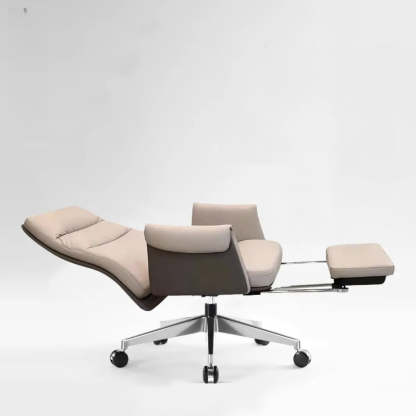 Modish Beige Leather Executive Rotatable Office Chair