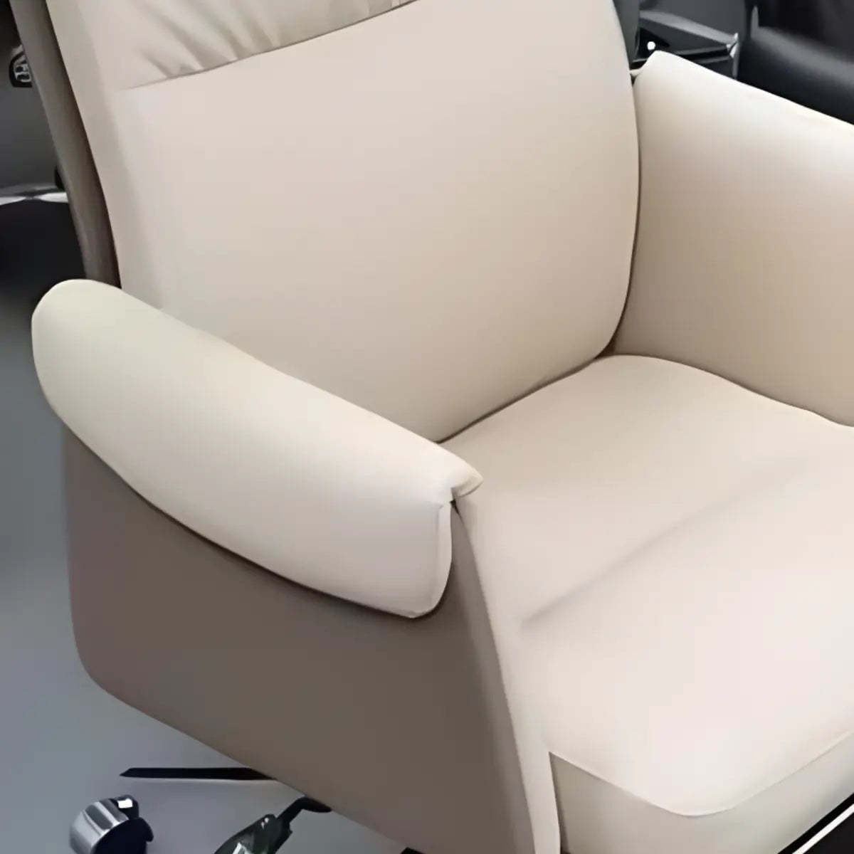 Modish Beige Leather Executive Rotatable Office Chair