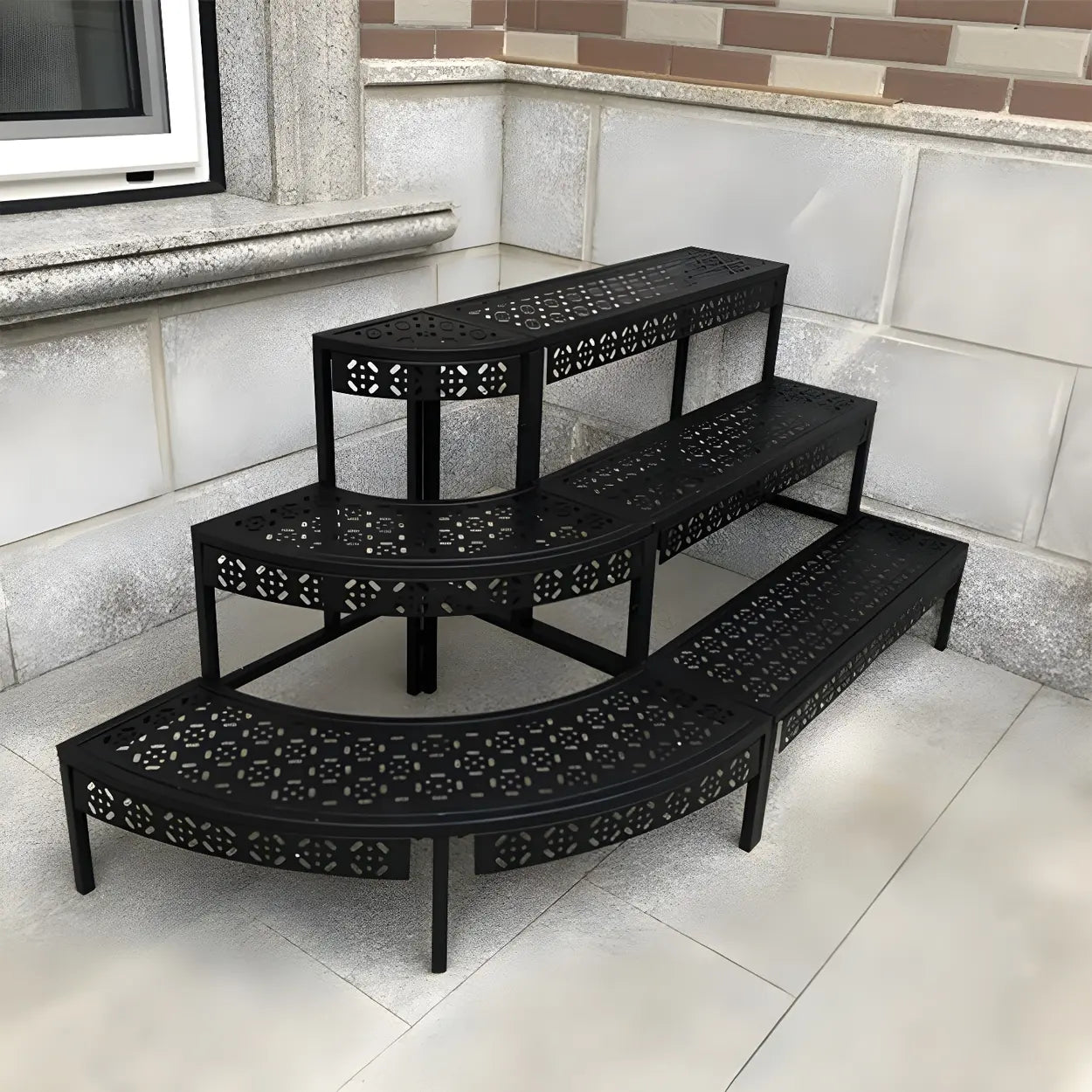 Metal Semi-Circle Balcony Plant Stand