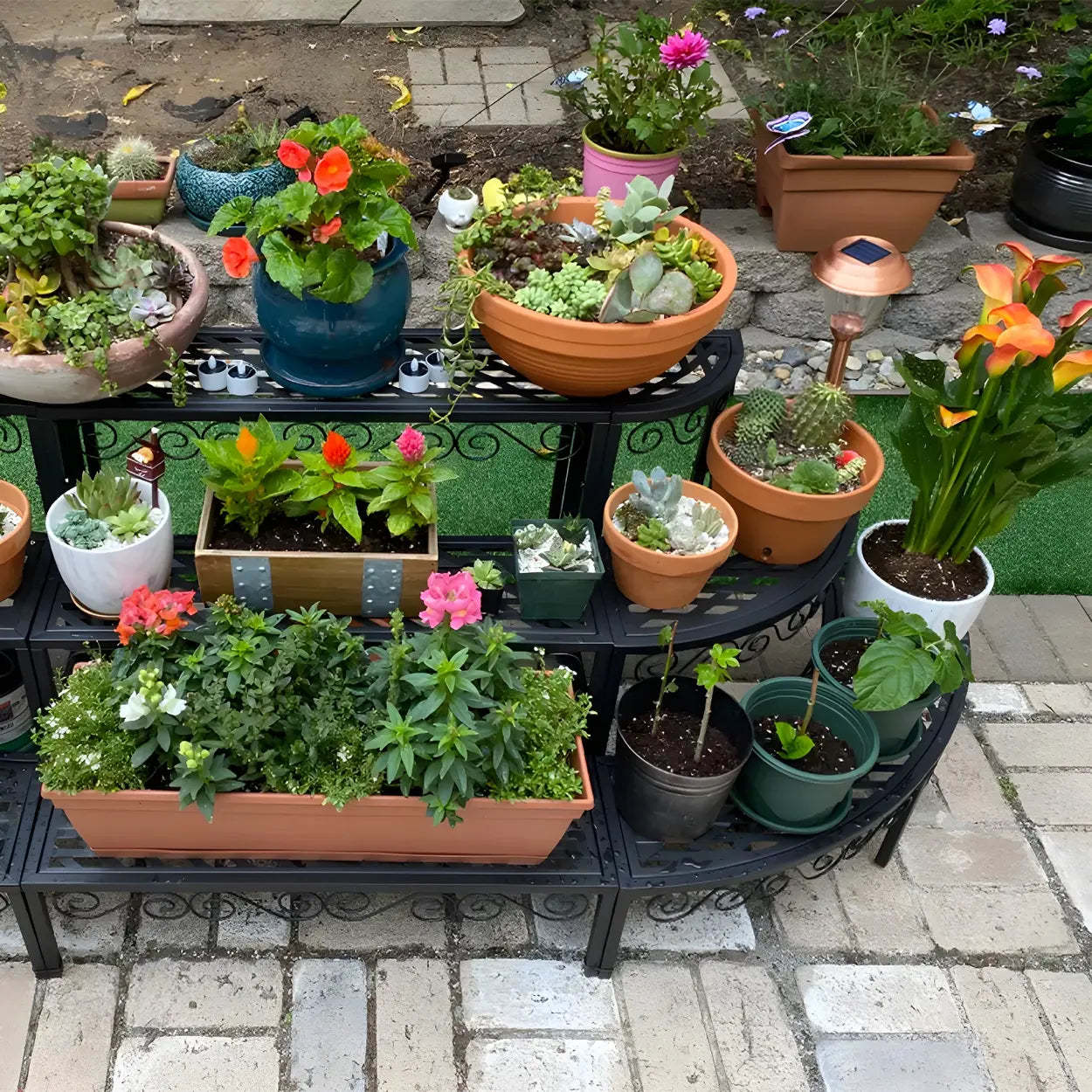 Metal Semi-Circle Balcony Plant Stand