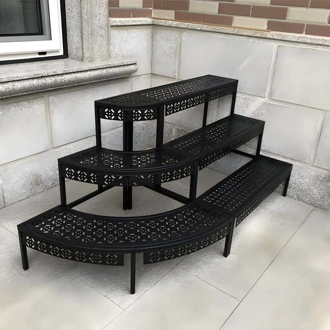 Metal Semi-Circle Balcony Plant Stand