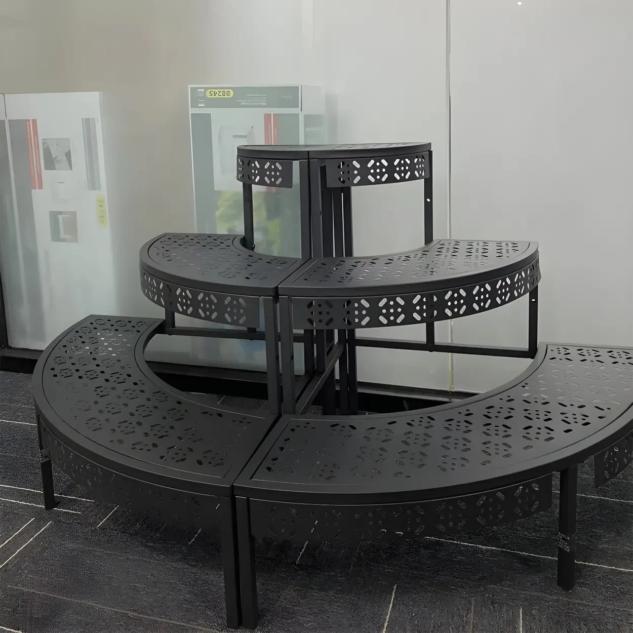 Metal Semi-Circle Balcony Plant Stand