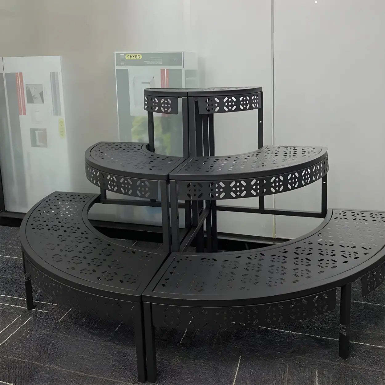 Metal Semi-Circle Balcony Plant Stand
