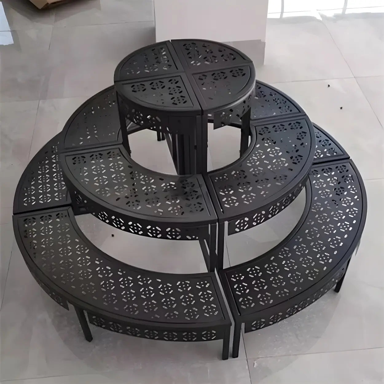 Metal Semi-Circle Balcony Plant Stand