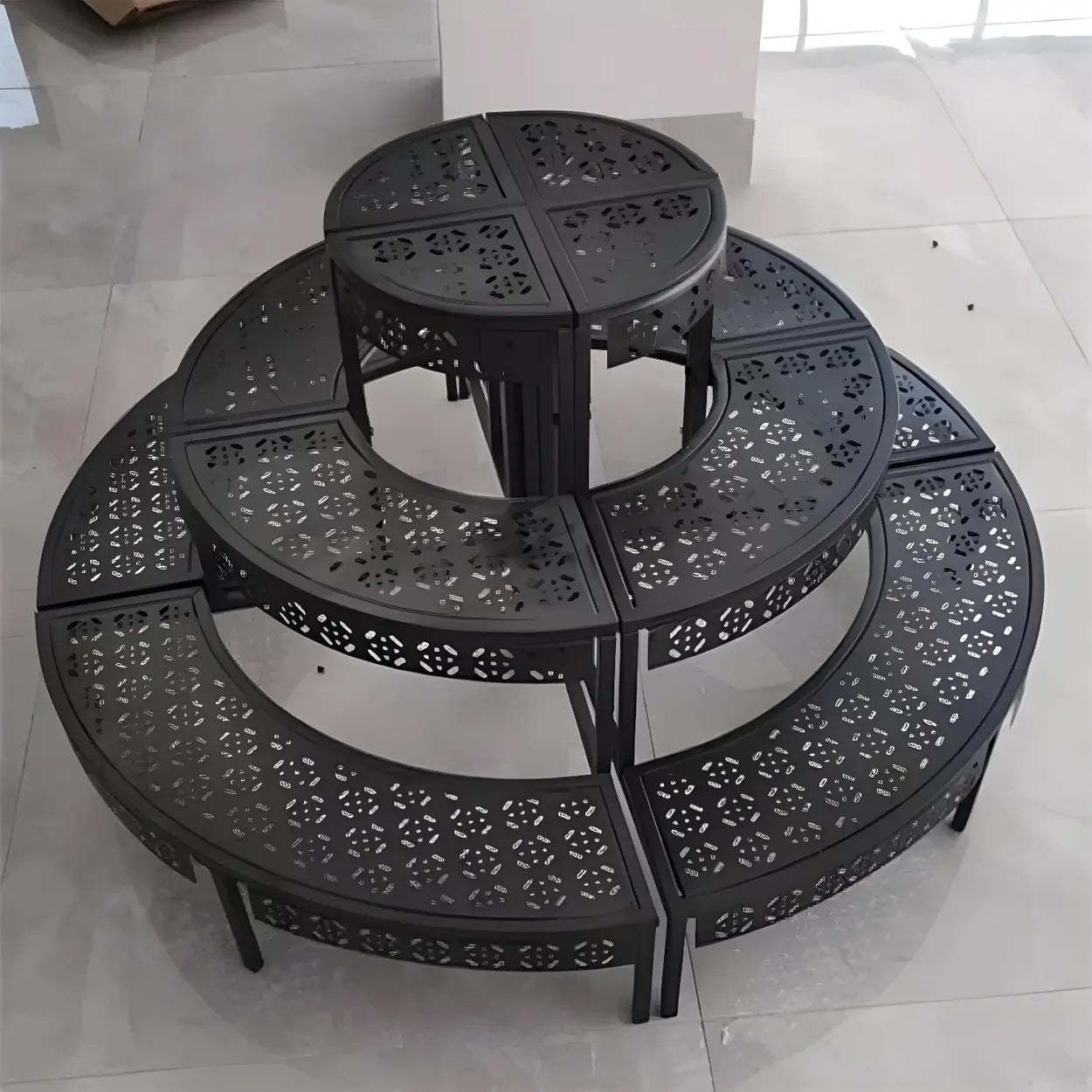 Metal Semi-Circle Balcony Plant Stand