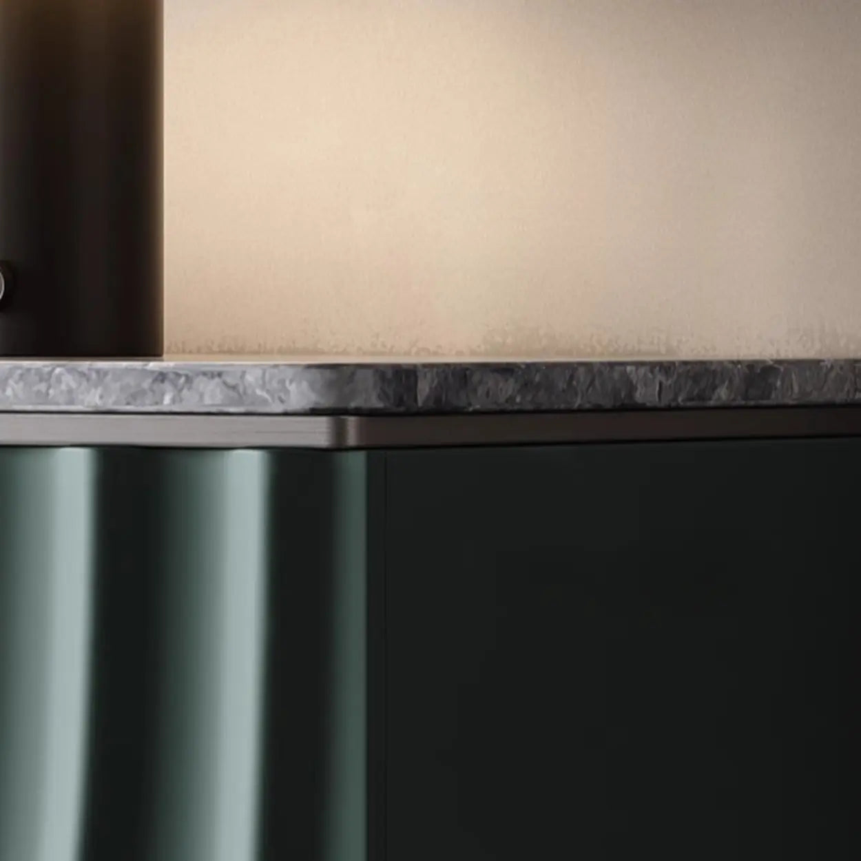 Modish Metal Wave Stone Console Table with Drawers
