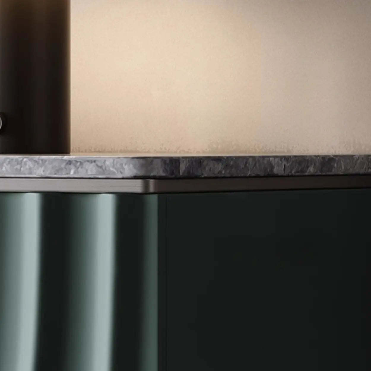 Modish Metal Wave Stone Console Table with Drawers