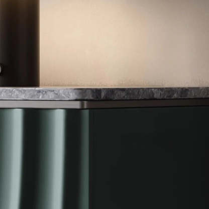 Modish Metal Wave Stone Console Table with Drawers