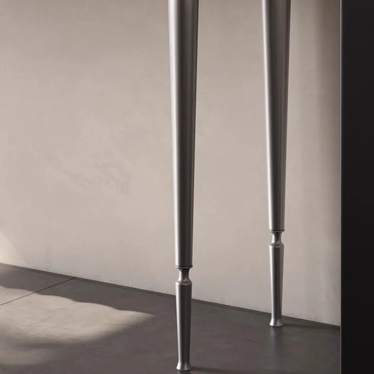 Modish Metal Wave Stone Console Table with Drawers — Black