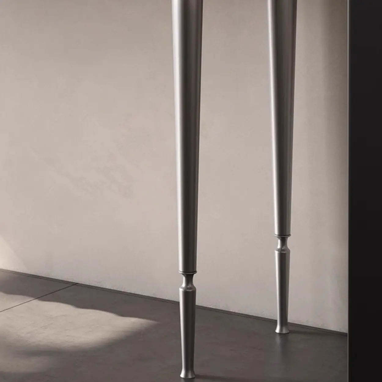 Modish Metal Wave Stone Console Table with Drawers — Black