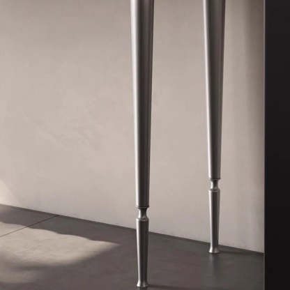 Modish Metal Wave Stone Console Table with Drawers — Black
