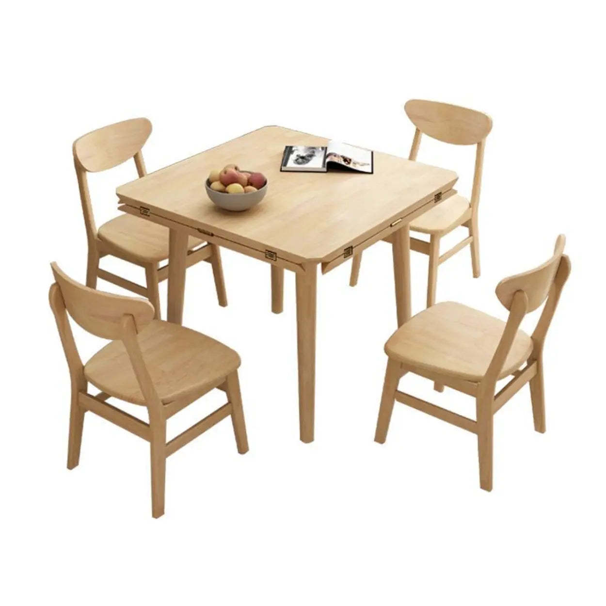 Natural Round Rubberwood Extendable Dining Table — Natural / Table Only