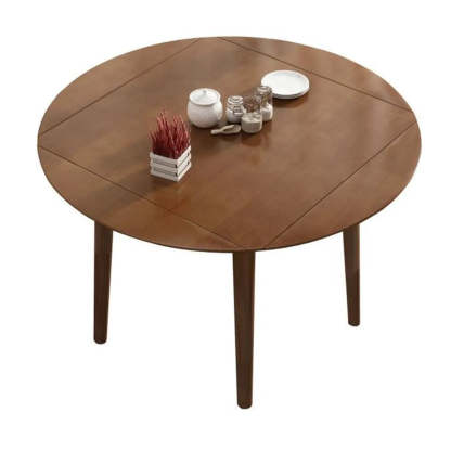 Natural Round Rubberwood Extendable Dining Table