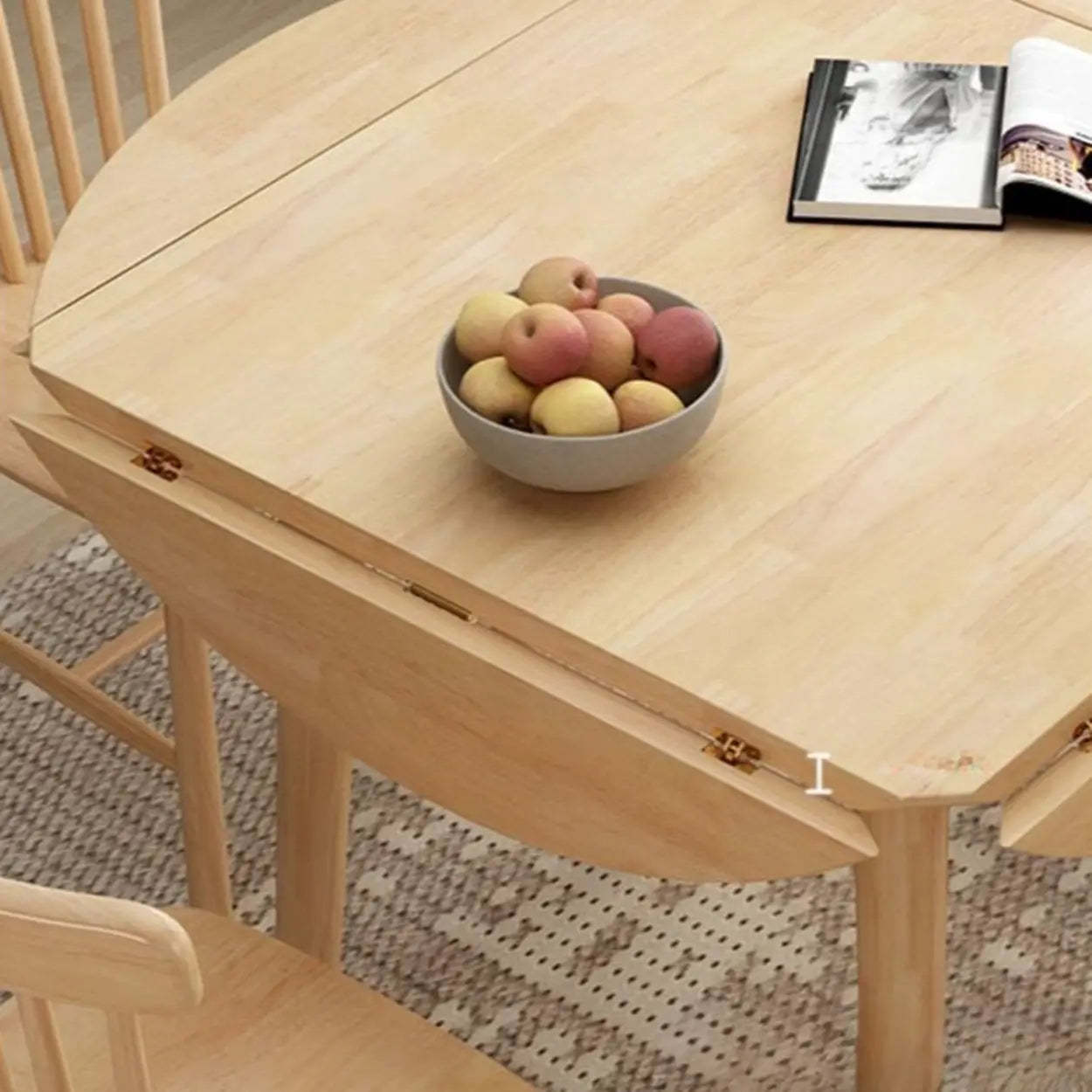 Natural Round Rubberwood Extendable Dining Table