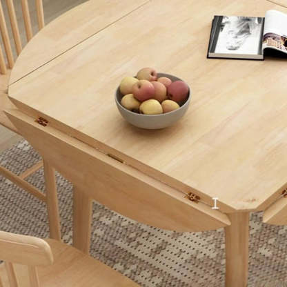 Natural Round Rubberwood Extendable Dining Table
