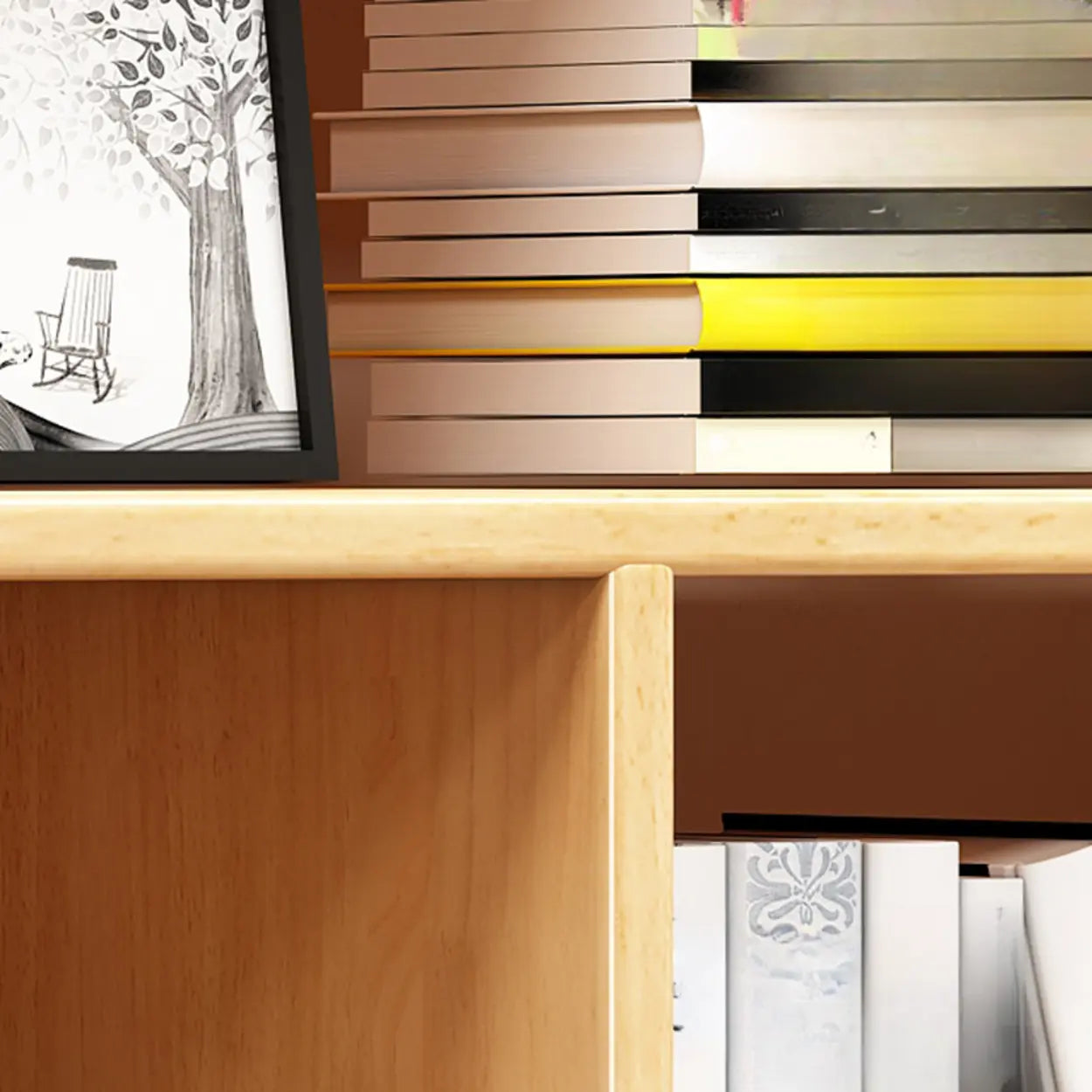 Open Geometric Natural Wood Bookshelf