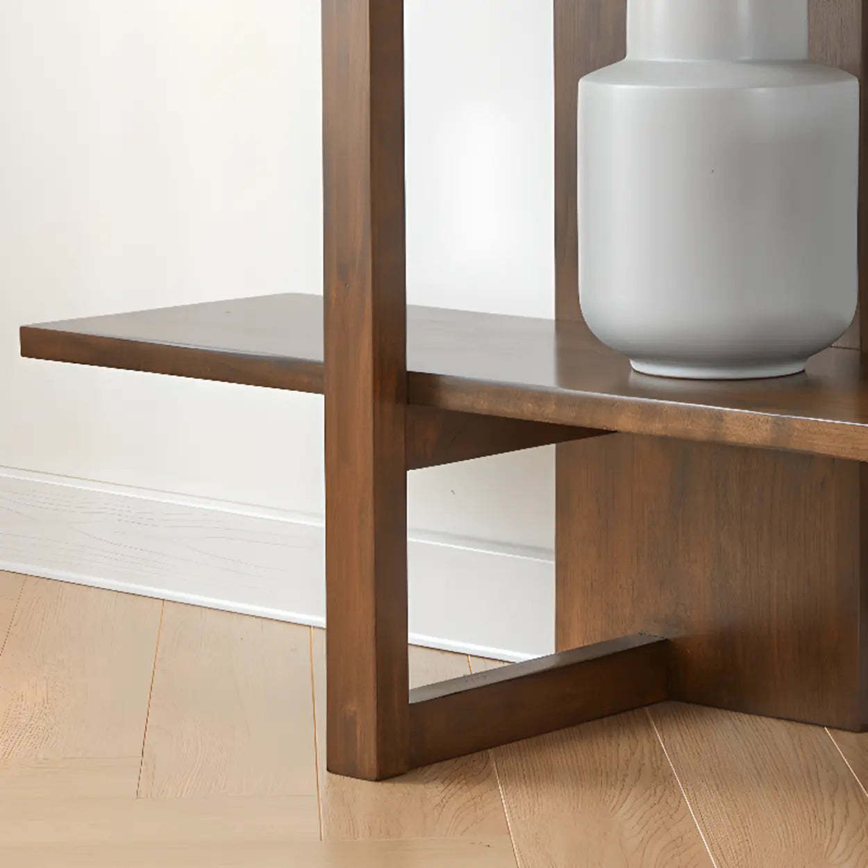 Open Vertical Wood Etagere Display Bookshelf