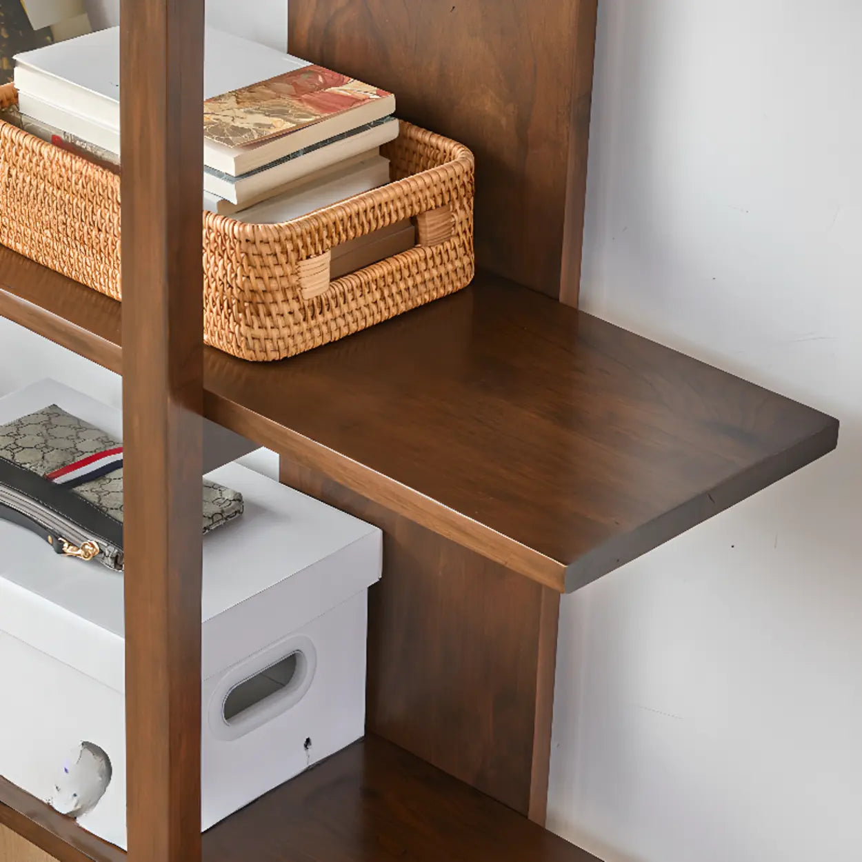 Open Vertical Wood Etagere Display Bookshelf