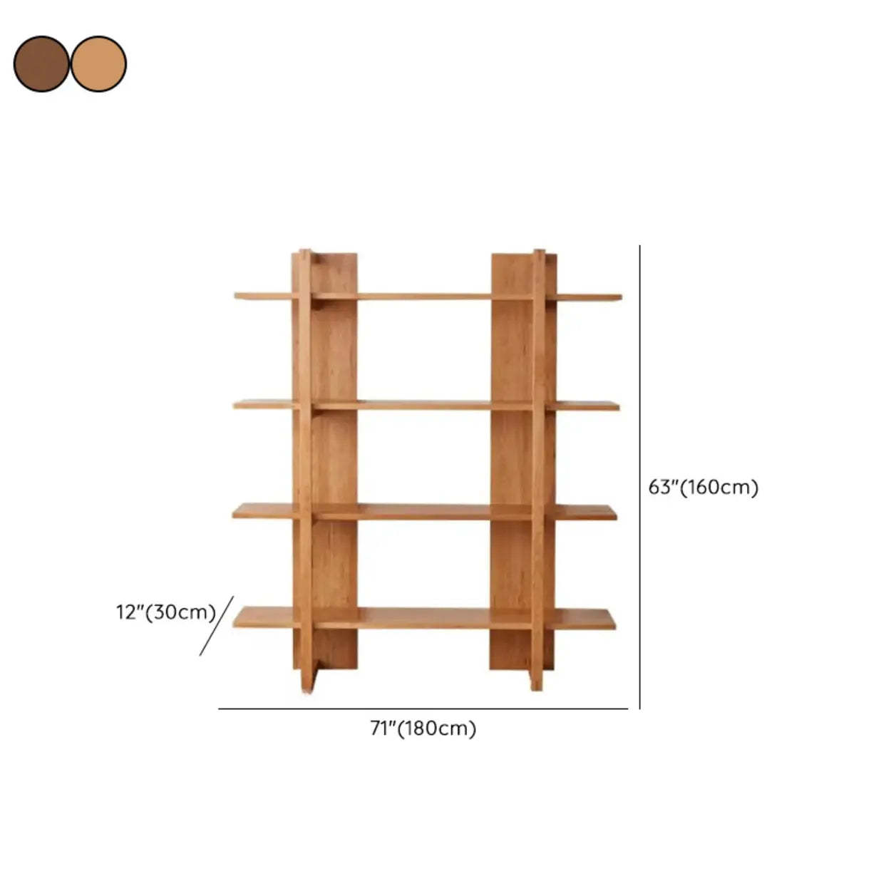 Open Vertical Wood Etagere Display Bookshelf