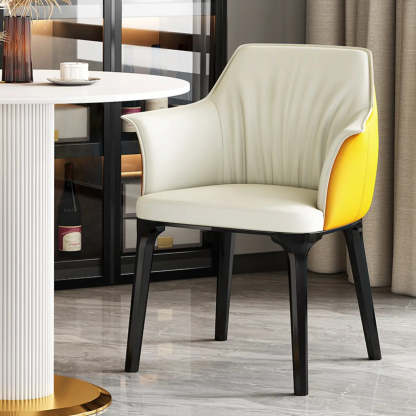 Orange Upholstered Solid Back Arm Dining Chair