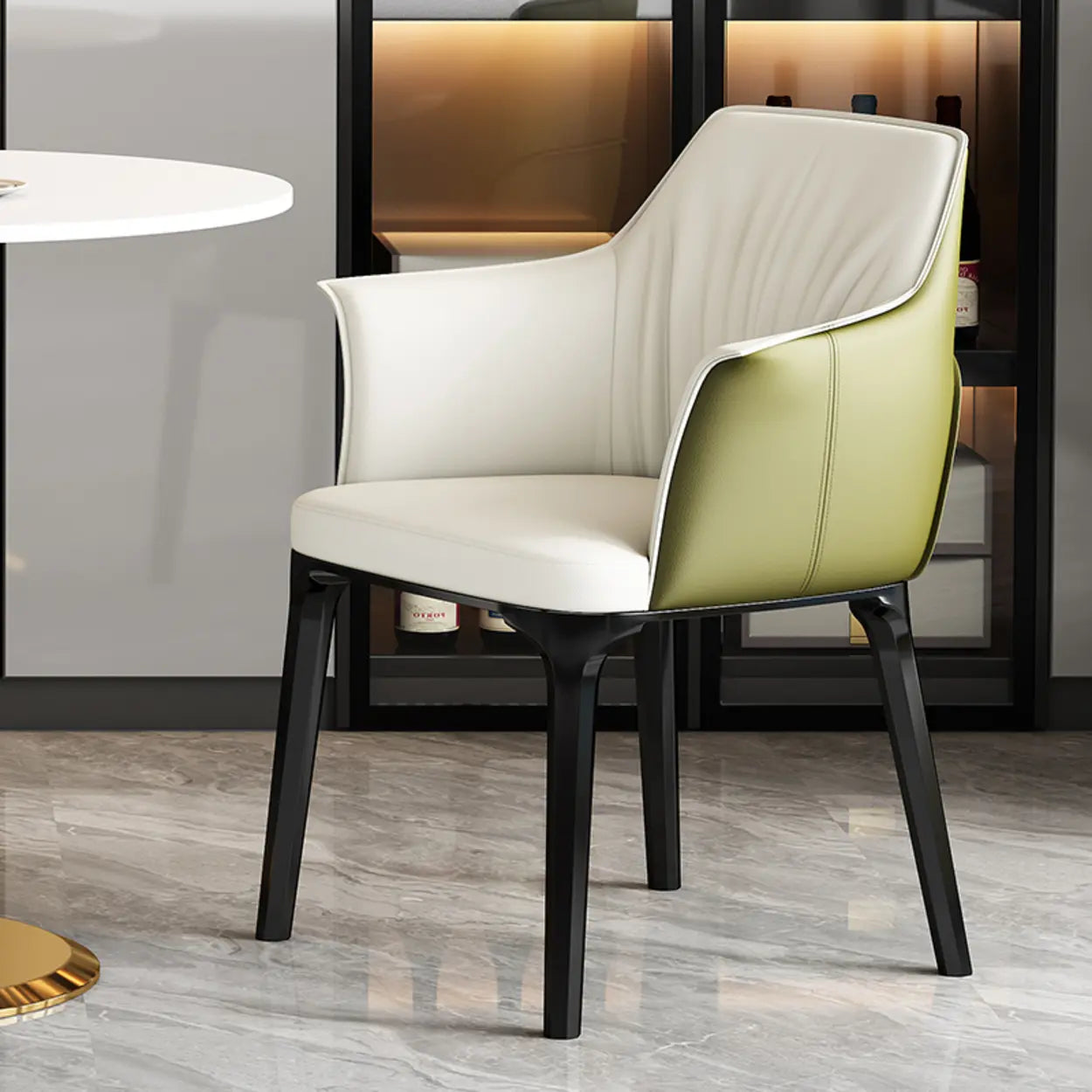 Orange Upholstered Solid Back Arm Dining Chair