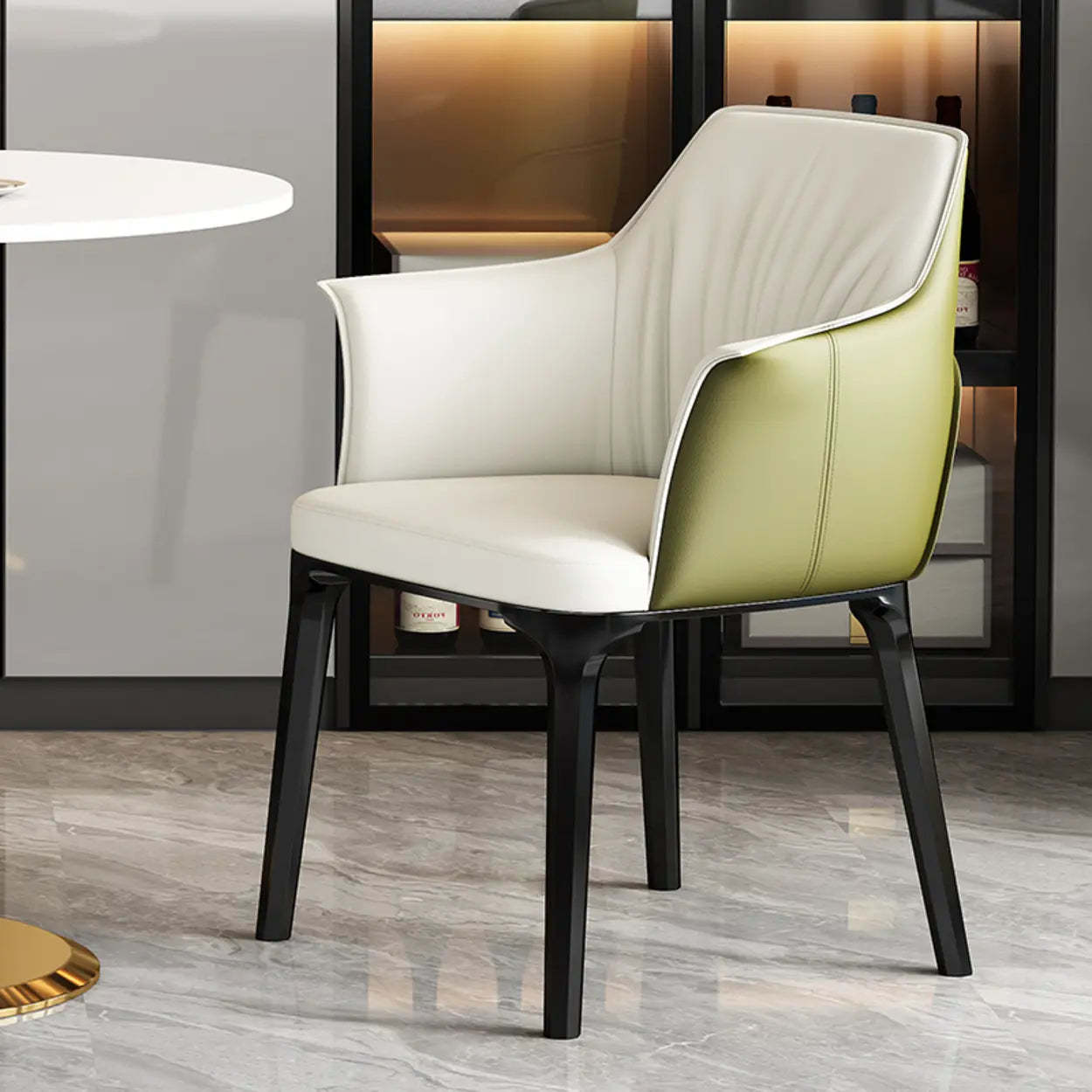 Orange Upholstered Solid Back Arm Dining Chair