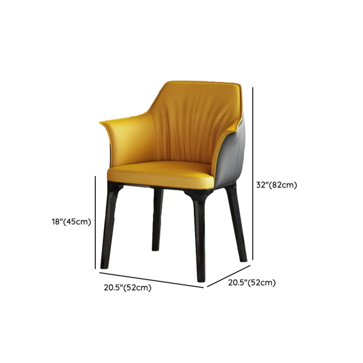 Orange Upholstered Solid Back Arm Dining Chair