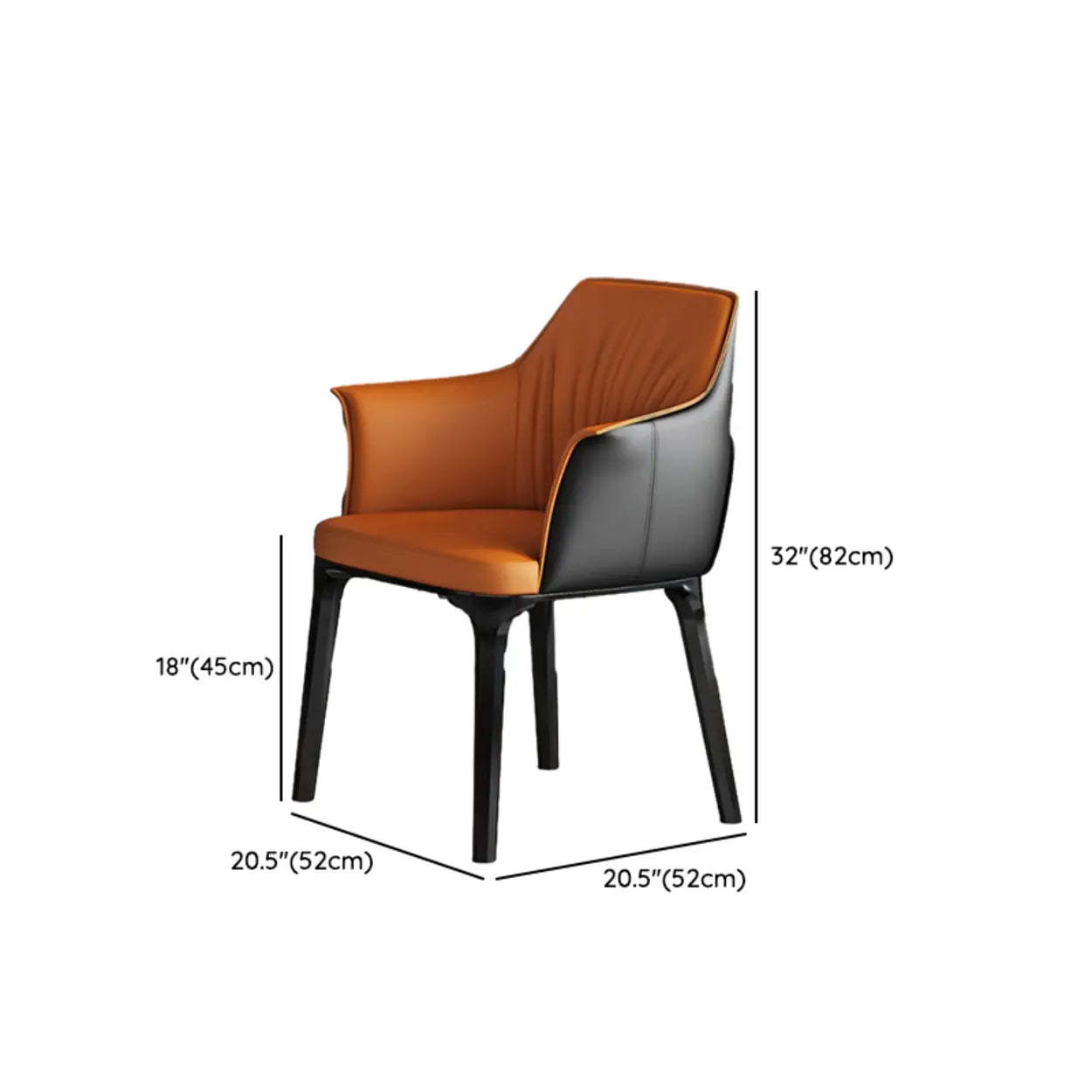 Orange Upholstered Solid Back Arm Dining Chair