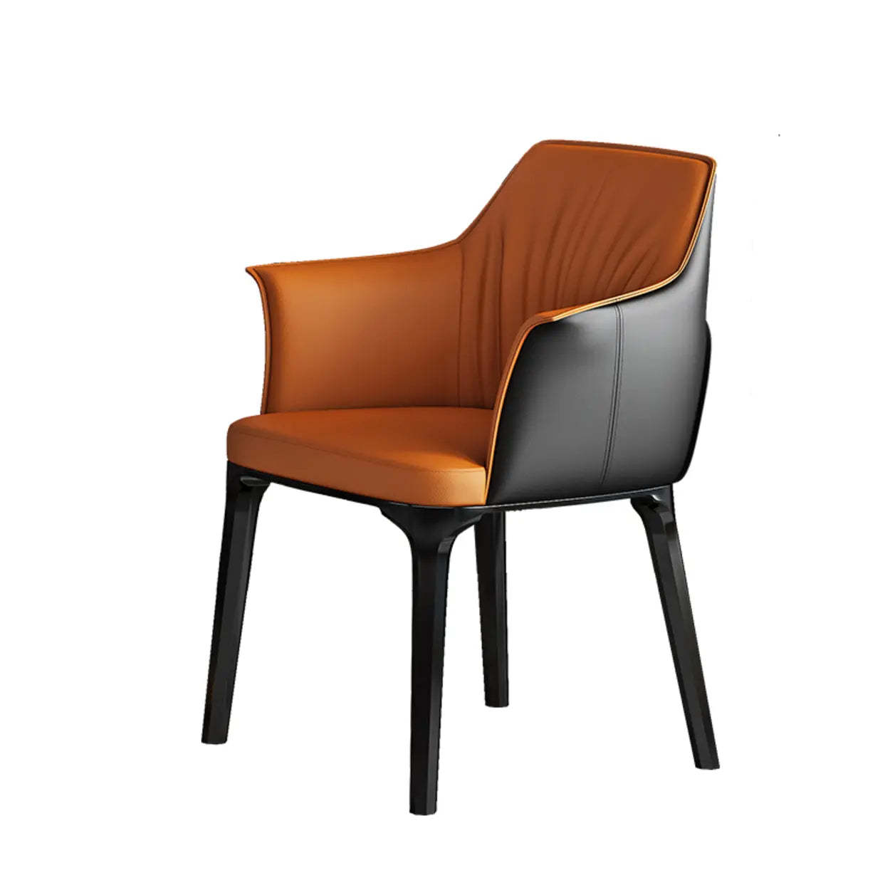 Orange Upholstered Solid Back Arm Dining Chair — Brown/ White