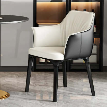 Orange Upholstered Solid Back Arm Dining Chair — Black and Yellow