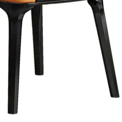 Orange Upholstered Solid Back Arm Dining Chair — Blue-White
