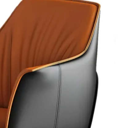 Orange Upholstered Solid Back Arm Dining Chair — Orange/ White