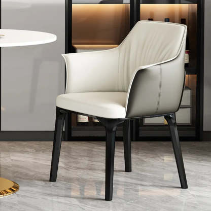 Orange Upholstered Solid Back Arm Dining Chair — Gray-White