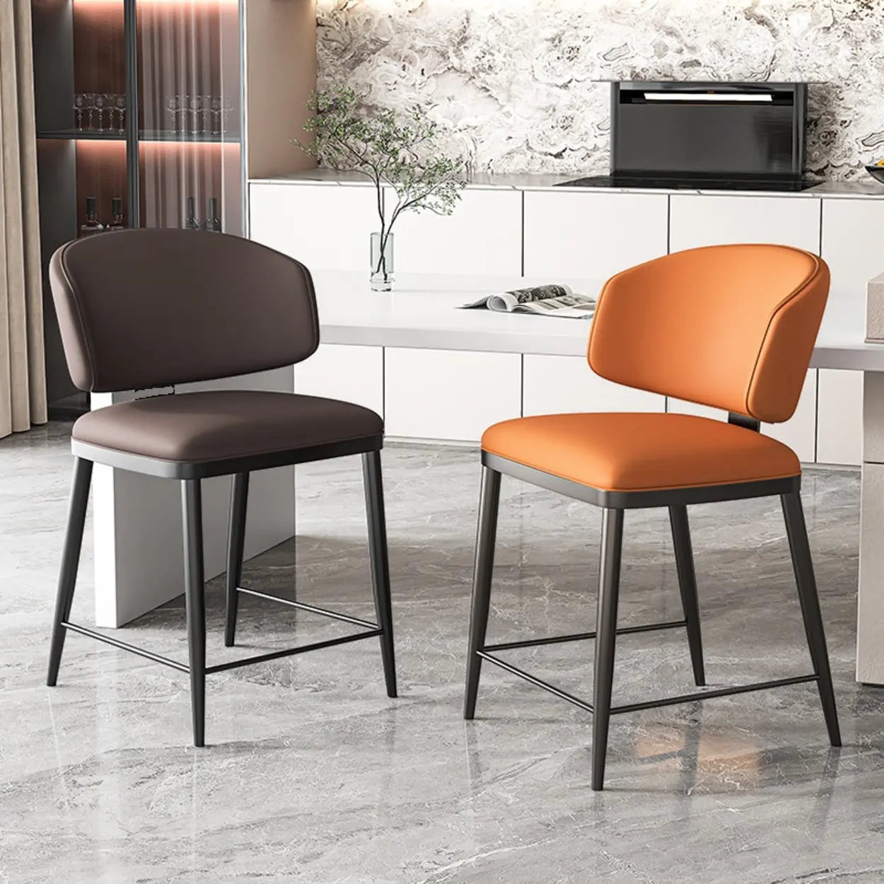 Padded Armless Low Back Dining Chair