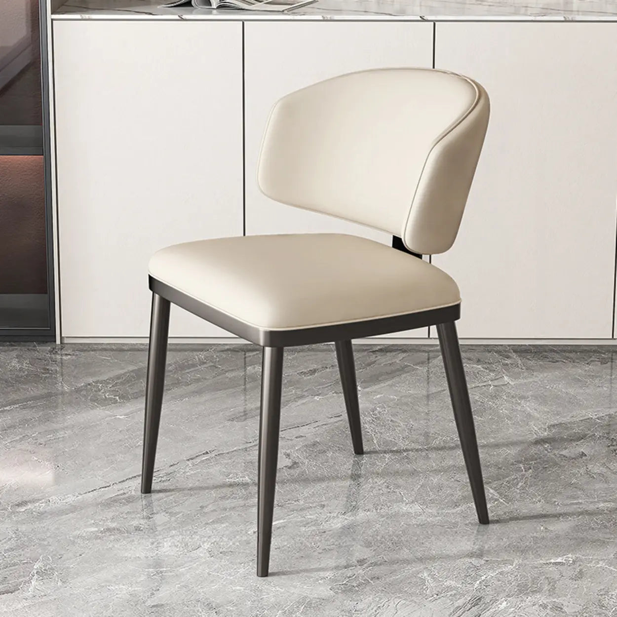 Padded Armless Low Back Dining Chair — Orange / Dark Gray