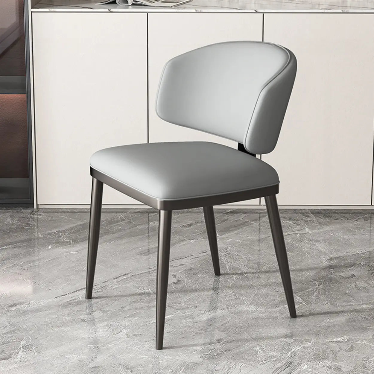 Padded Armless Low Back Dining Chair — Dark Gray / Dark Gray