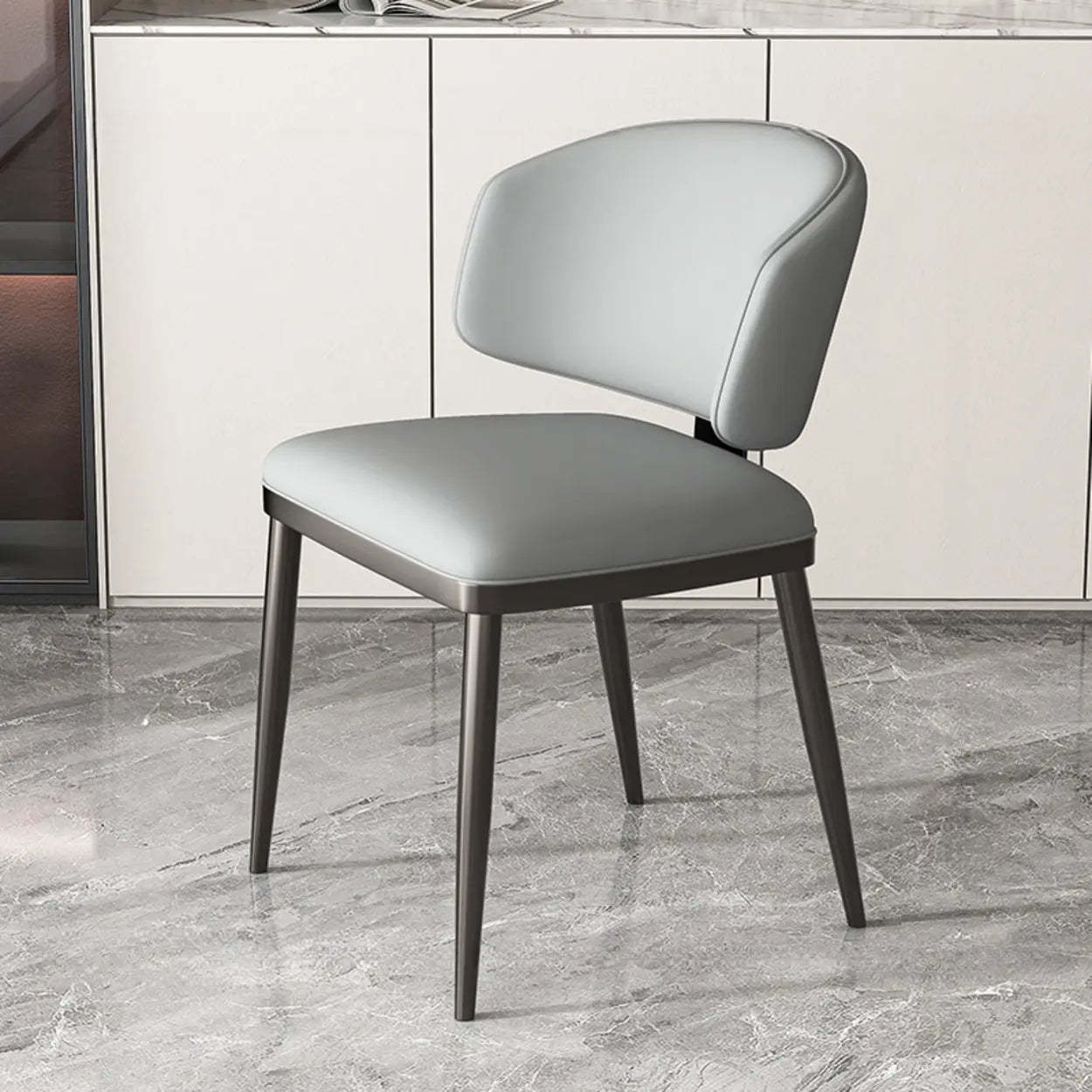 Padded Armless Low Back Dining Chair — Dark Gray / Dark Gray