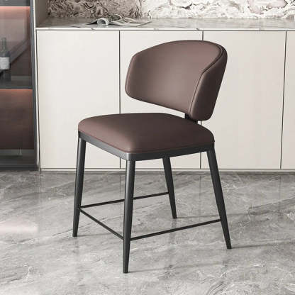 Padded Armless Low Back Dining Chair — Light Gray / Black
