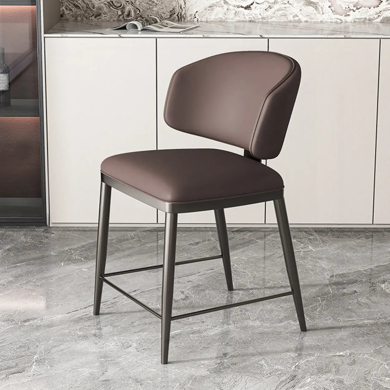 Padded Armless Low Back Dining Chair — Light Gray / Dark Gray