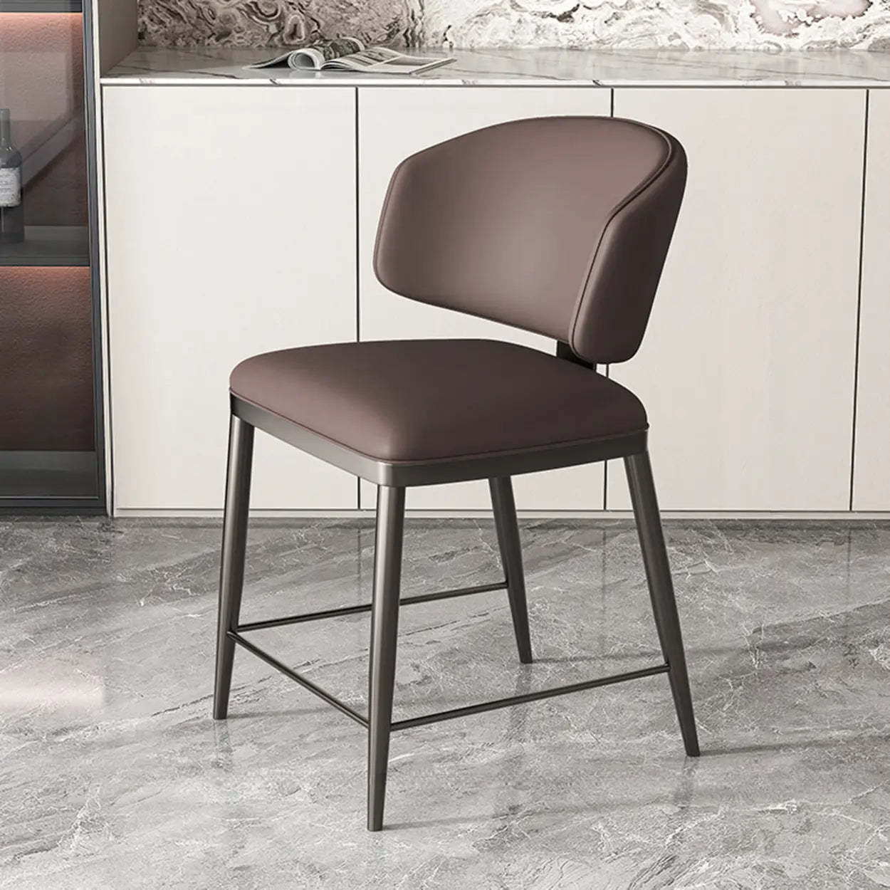 Padded Armless Low Back Dining Chair — Light Gray / Dark Gray