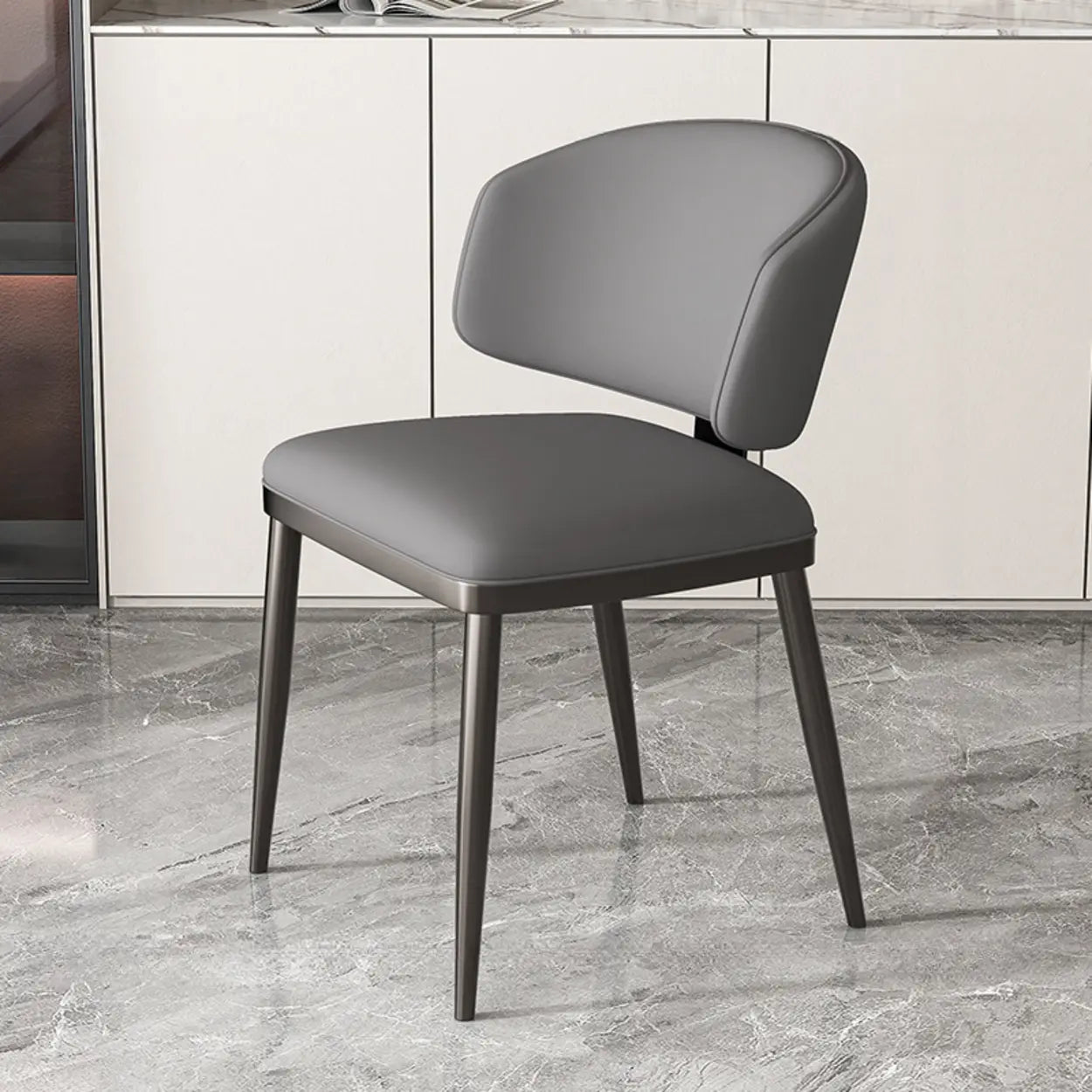 Padded Armless Low Back Dining Chair — Black / Black