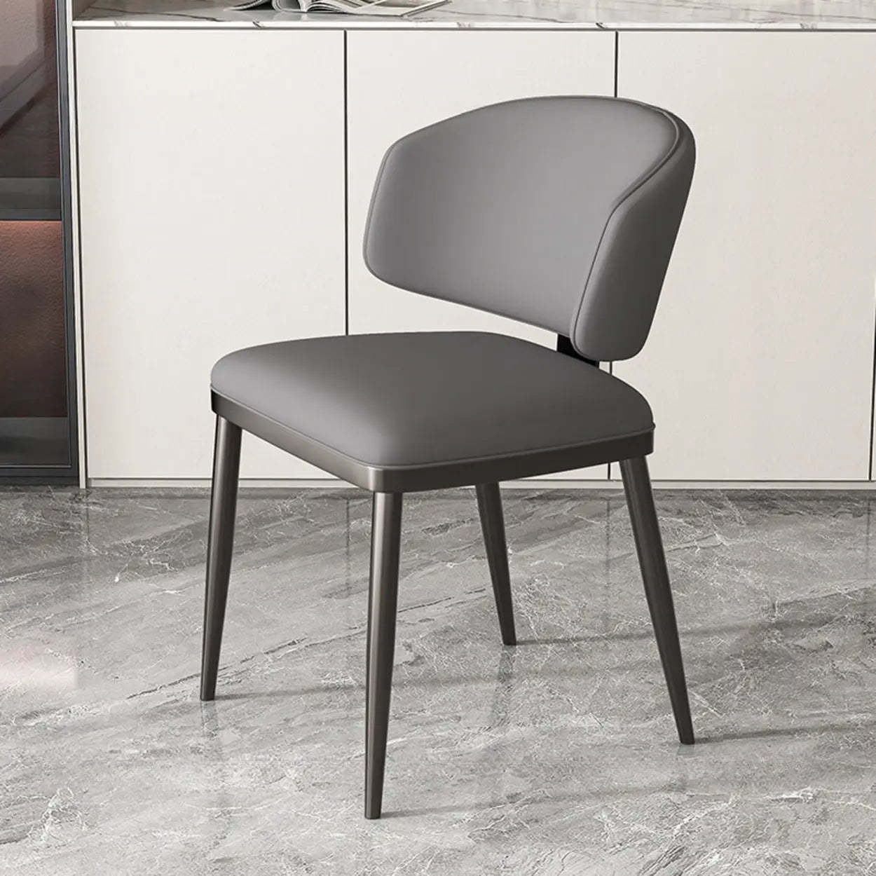 Padded Armless Low Back Dining Chair — Black / Black