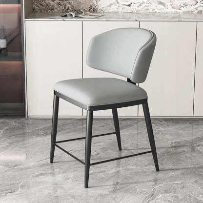 Padded Armless Low Back Dining Chair — Black / Dark Gray