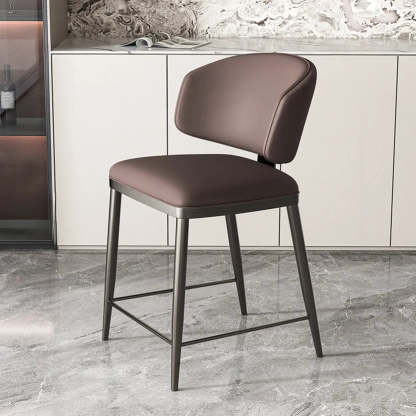 Padded Armless Low Back Dining Chair — Coffee / Dark Gray
