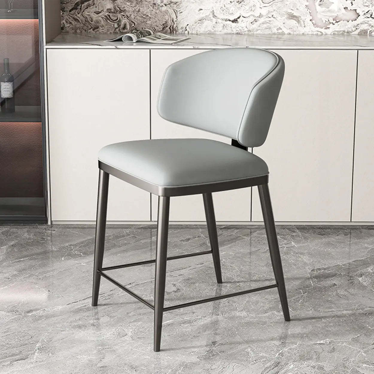 Padded Armless Low Back Dining Chair — Khaki / Black