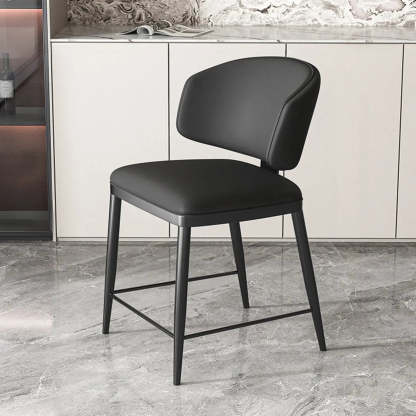 Padded Armless Low Back Dining Chair — Khaki / Dark Gray