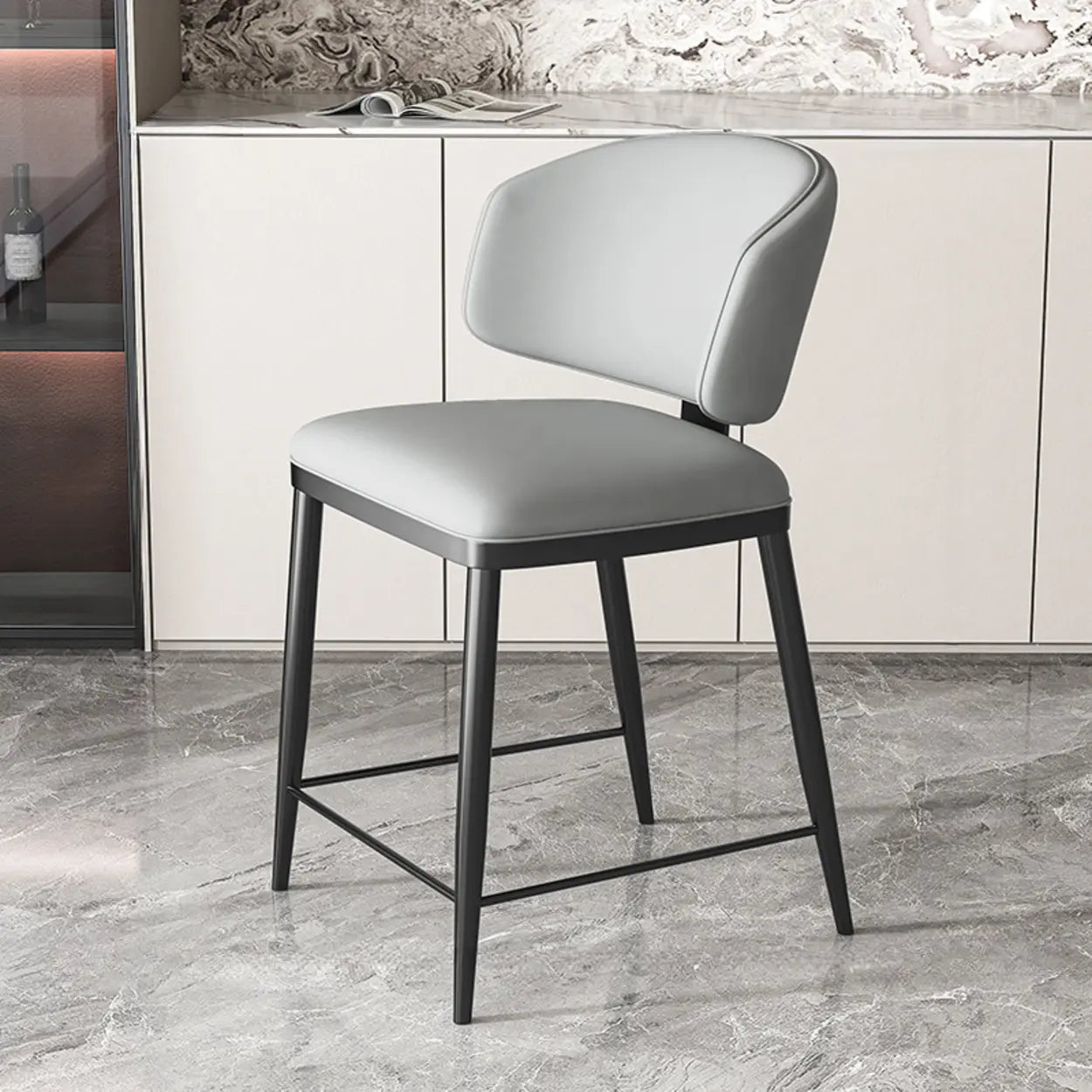 Padded Armless Low Back Dining Chair — Orange / Dark Gray