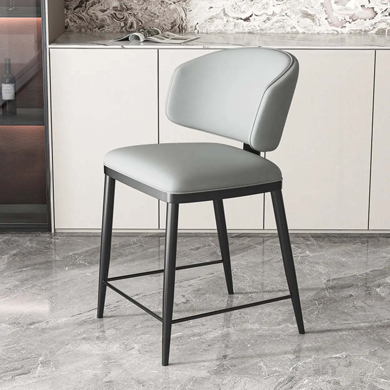 Padded Armless Low Back Dining Chair — Orange / Dark Gray